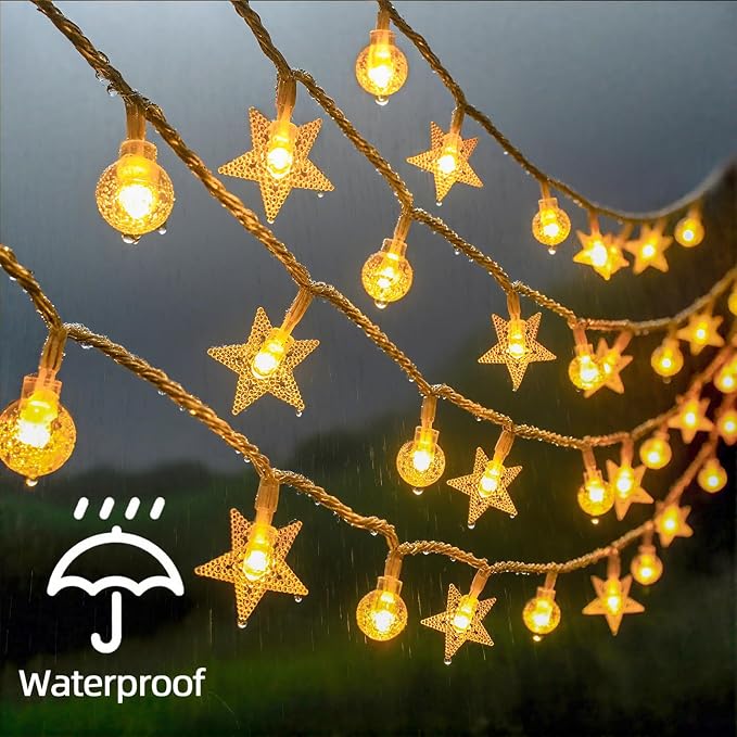 Crystal Globe & Star String Lights Plug in - 72 FT 160 LED S